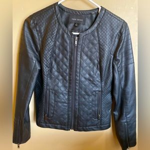 Faux leather jacket.